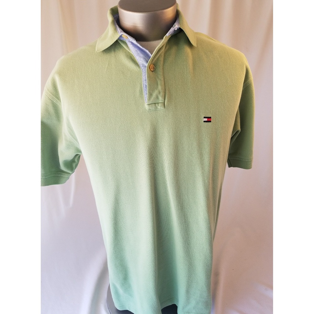 Tommy Hilfiger Men's Large Short Sleeve Green Polo Shirt Logo
